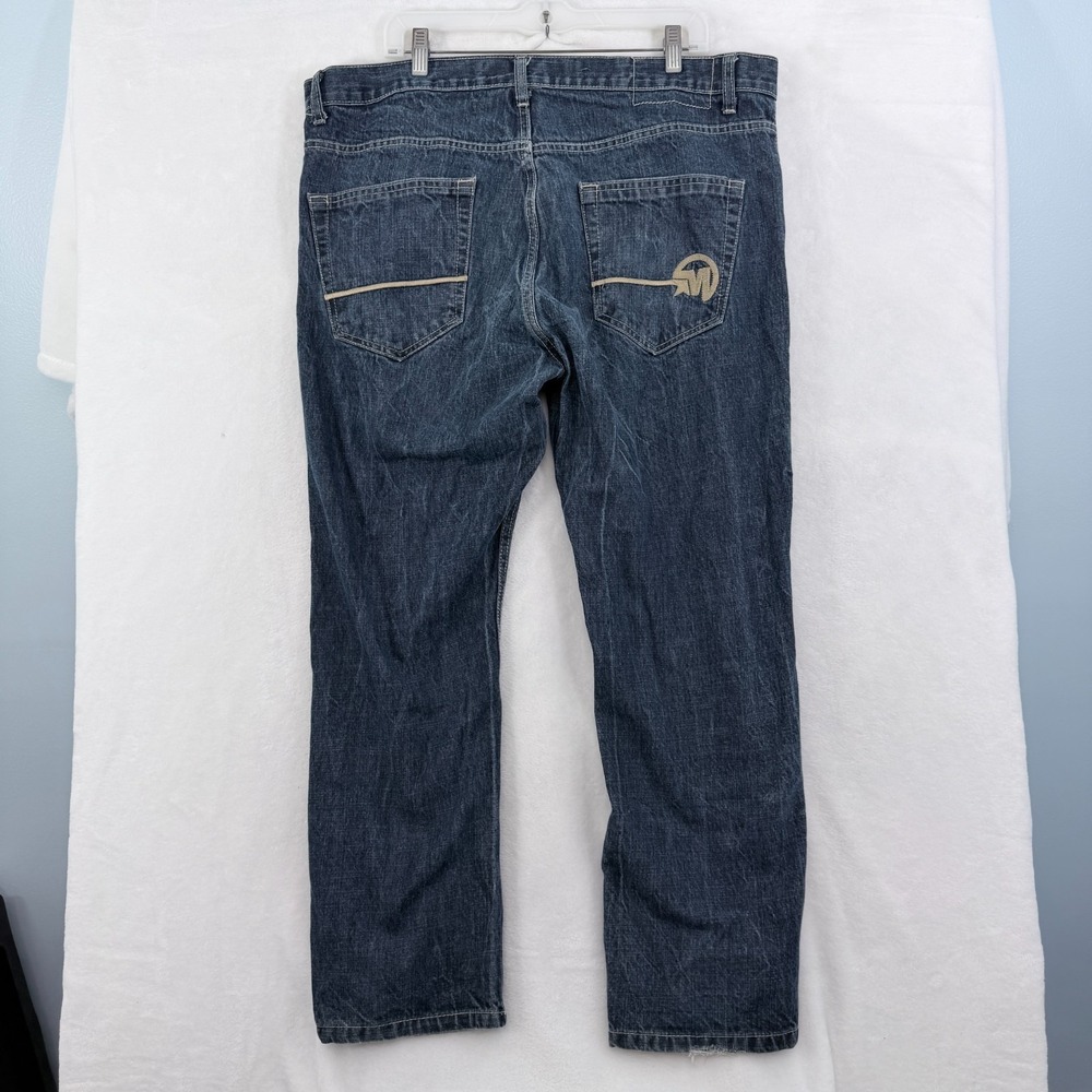 Mecca Jeans Mens 42x30 (40x29) Blue Skate Hip Hop Y2k Baggy Classic Embroidered